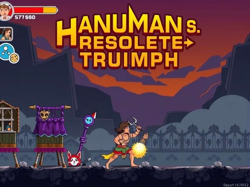 Combat sequence showing Hanuman using fire abilities Hanuman S Resolute Triumph gameplay screenshot
